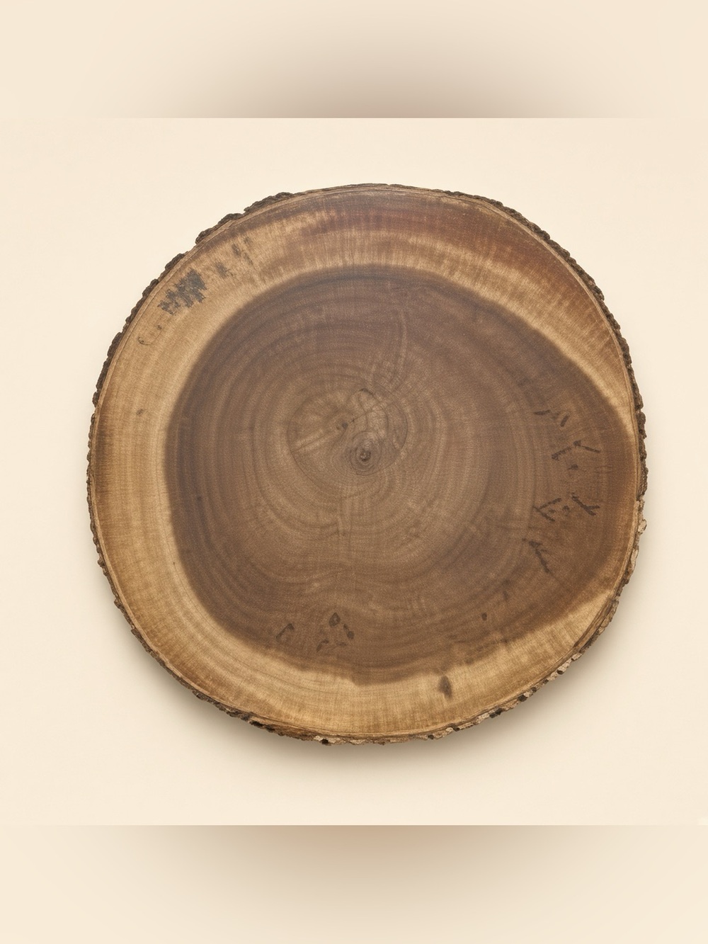 B. Smith Rustic Natural Wood Round Serving Tray with Feet, 12" Diameter, Large